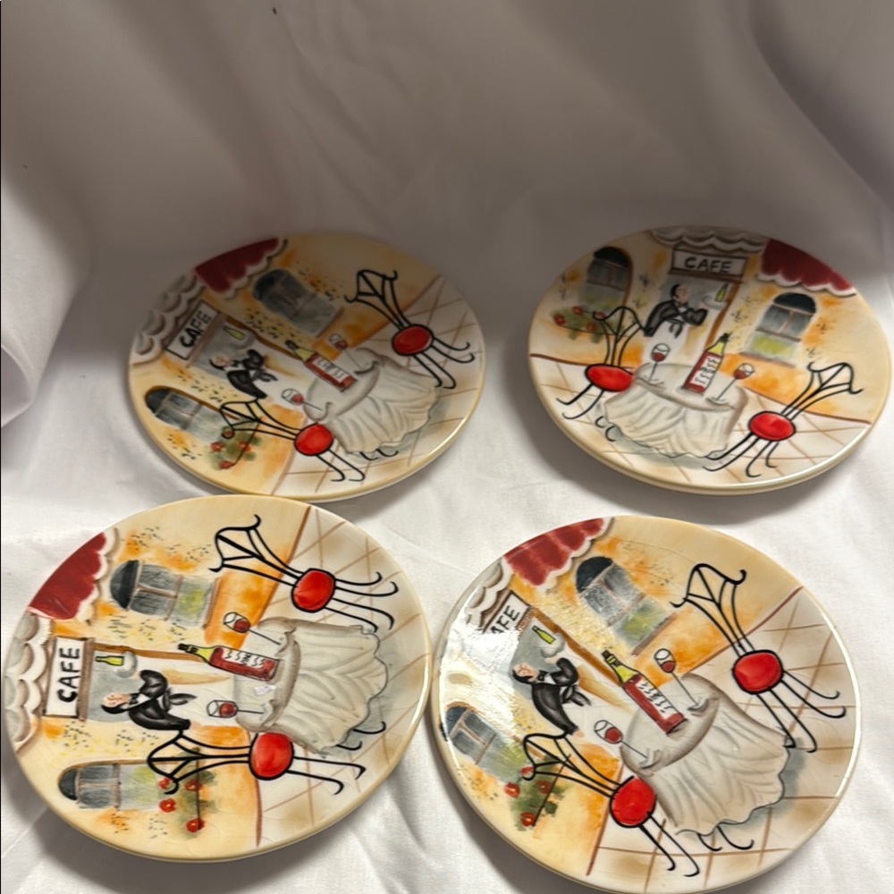 Mud Pie Red and Orange Ceramic Art Plates